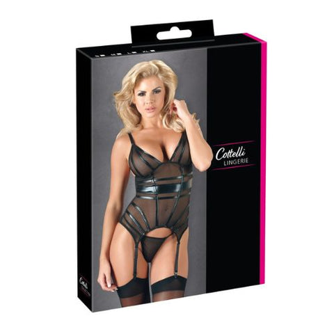 Cottelli Collection Powernet Cami Suspender Set Black from Nice 'n' Naughty