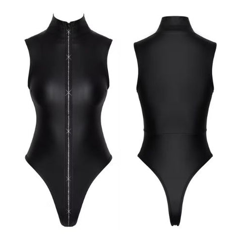 Cottelli Matte Body w Rhinestone Zip Black from Nice 'n' Naughty