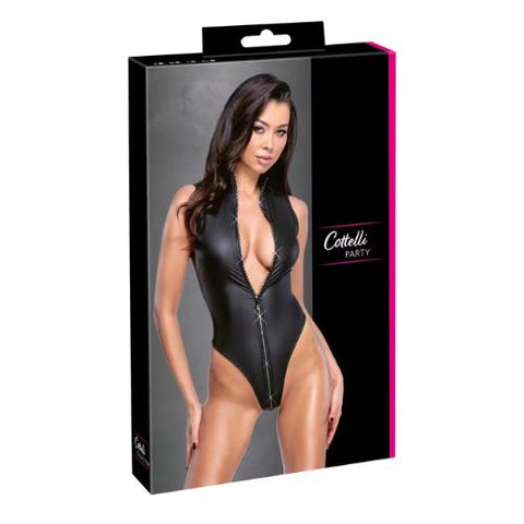 Cottelli Matte Body w Rhinestone Zip Black from Nice 'n' Naughty