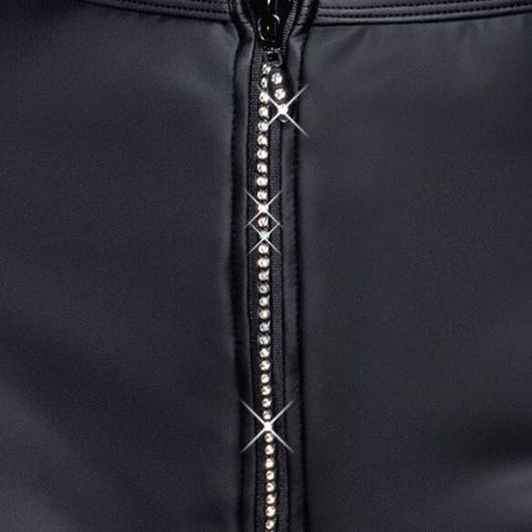 Cottelli Matte Mini Skirt w Rhinestone Zip Black from Nice 'n' Naughty