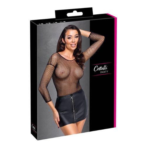 Cottelli Matte Mini Skirt w Rhinestone Zip Black from Nice 'n' Naughty