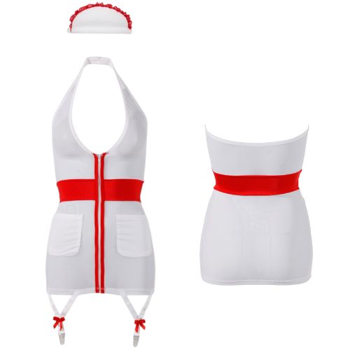 Cottelli Powernet Nurse Outfit White with Red Cross Detail from Nice 'n' Naughty