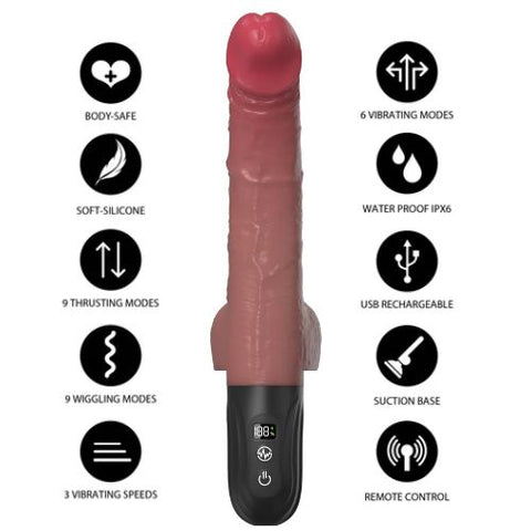 Hidden Desire Inferno Realistic Thrusting and Wiggling Vibrator Caramel from Nice 'n' Naughty