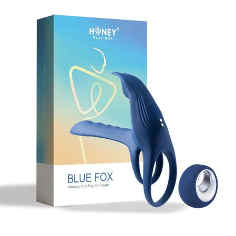 Honey Play Box Blue Fox Vibrating Girth Enhancer Penis Sleeves Silicone from Nice 'n' Naughty