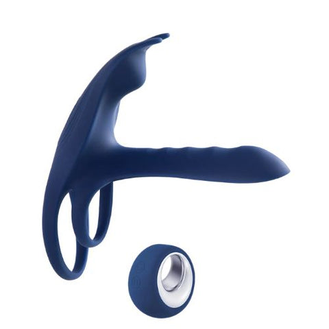 Honey Play Box Blue Fox Vibrating Girth Enhancer Penis Sleeves Silicone from Nice 'n' Naughty