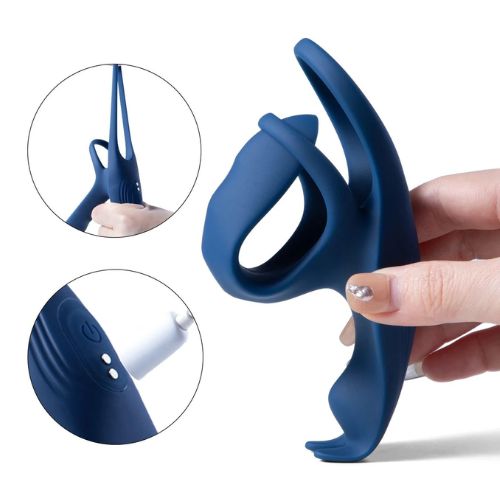 Honey Play Box Blue Fox Vibrating Girth Enhancer Penis Sleeves Silicone from Nice 'n' Naughty