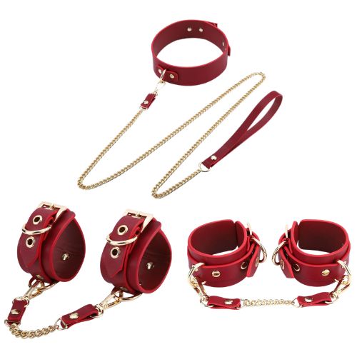 Honey Play Box Kinky Play Box Federico Luxurious Leather Restraint Kit Red from Nice 'n' Naughty