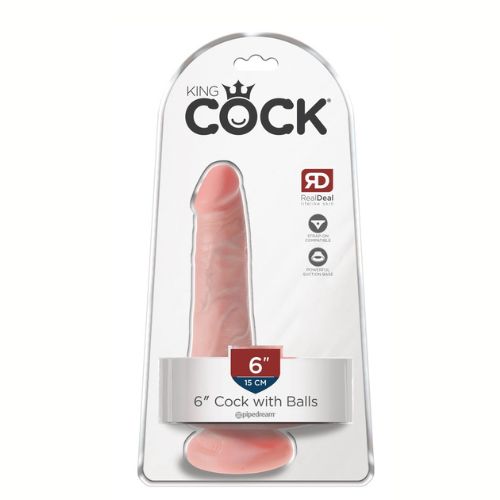 King Cock 6" Cock w Balls Light Skin Tone from Nice 'n' Naughty