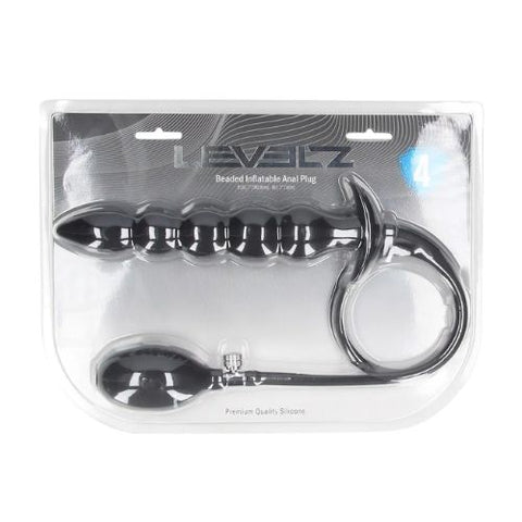 Levelz Beaded Inflatable Silicone Anal Plug Black from Nice 'n' Naughty