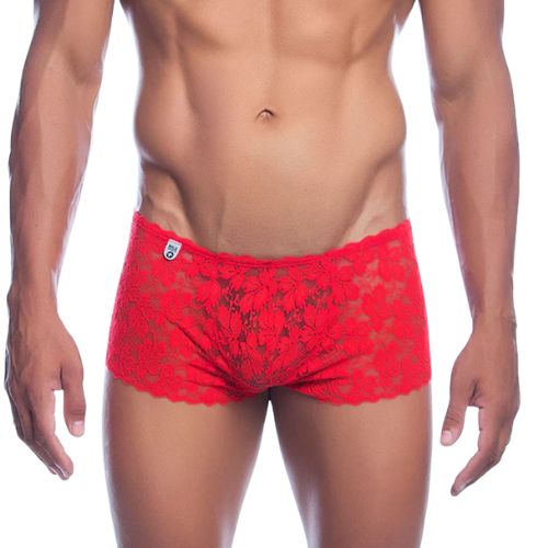 MOB Rose Lace Mini Boy Short Red from Nice 'n' Naughty